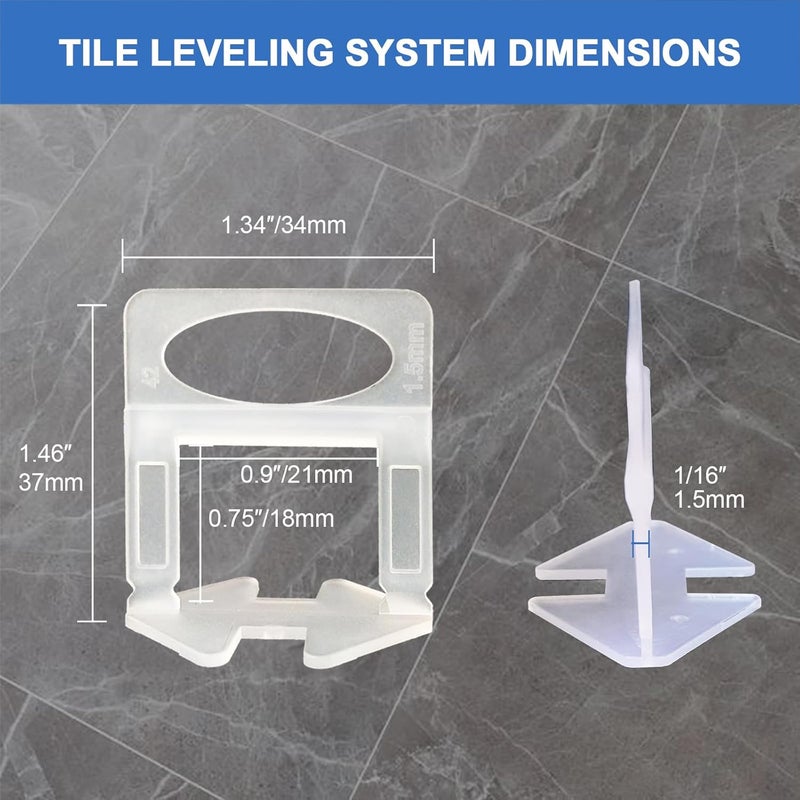 RUHOOM Tile Leveling System 2500pcs 1/16" Tile leveler Spacers Clips Tile Installation Tools for Professional Ceramic Tile and Stone Installation - Image 2